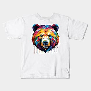 Bear Head Dripping Rainbow Graffiti Kids T-Shirt